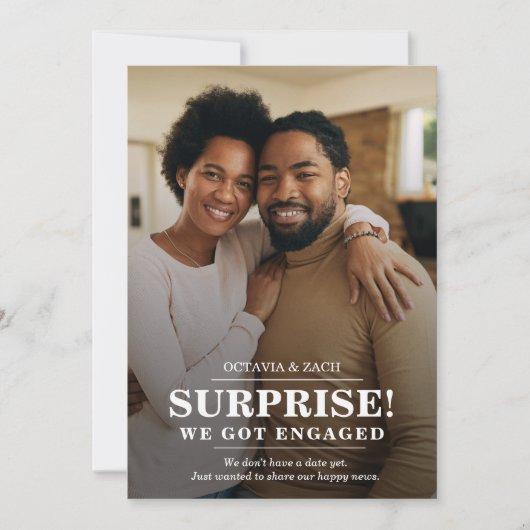 Surprise Nous sommes engagés dans le Faire-part ph (Devant)