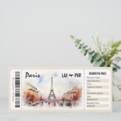 Surprise Paris Boarding Pass Cadeaubon INV Kaart (Staand voorkant)