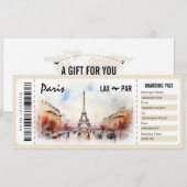 Surprise Paris Boarding Pass Cadeaubon INV Kaart (Voorkant / Achterkant)