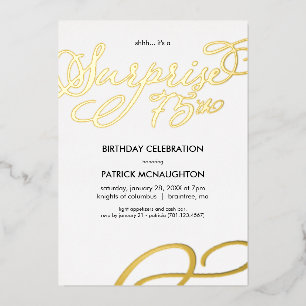 Surprise Party 75th Birthday Gold Foil Invitation Folie Uitnodiging