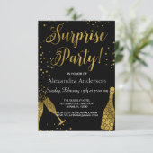 Surprise Party Gold Foil Anniversaire Invitation (Debout devant)