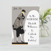 Surprise Party ! Invitations Art Déco Élégantes (Debout devant)