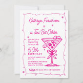 SURPRISE PARTY Pink Doodle Martini 60e verjaardag Kaart (Voorkant)