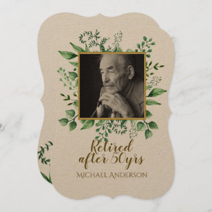 SURPRISE PHOTO Retraite Invitation Feuilles Kraft