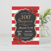 Surprise Red Rose 100e anniversaire Invitation Or (Debout devant)
