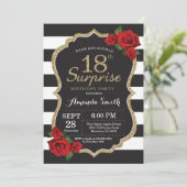 Surprise Red Rose 18e anniversaire Invitation Or (Debout devant)