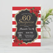 Surprise Red Rose 60e anniversaire Invitation Or (Debout devant)