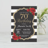 Surprise Red Rose 70e anniversaire Invitation Or (Debout devant)