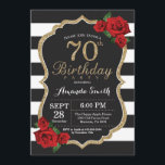 Surprise Red Rose 70e anniversaire Invitation Or<br><div class="desc">Surprise Red Rose 70th Birthday Invitation Parties scintillant d'or. Invitation de fête d'anniversaire noir et or. Parties scintillant or. Blancs et Noirs. Tableau de bord. Numérique imprimable. Pour plus de personnalisation,  cliquez sur le bouton "Customiser" et utilisez notre outil de conception pour modifier ce modèle.</div>