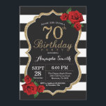 Surprise Red Rose 70e anniversaire Invitation Or<br><div class="desc">Surprise Red Rose 70th Birthday Invitation Parties scintillant d'or. Invitation de fête d'anniversaire noir et or. Parties scintillant or. Blancs et Noirs. Tableau de bord. Numérique imprimable. Pour plus de personnalisation,  cliquez sur le bouton "Customiser" et utilisez notre outil de conception pour modifier ce modèle.</div>