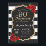 Surprise Red Rose 90e anniversaire Invitation Or<br><div class="desc">Surprise Red Rose 90th Birthday Invitation Parties scintillant d'or. Invitation de fête d'anniversaire noir et or. Parties scintillant or. Blancs et Noirs. Tableau de bord. Numérique imprimable. Pour plus de personnalisation,  cliquez sur le bouton "Customiser" et utilisez notre outil de conception pour modifier ce modèle.</div>