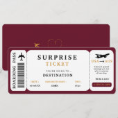Surprise Reis Ticket  Vliegtuig Reis Instapkaart Kaart (Voorkant / Achterkant)