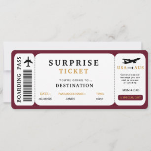Surprise Reis Ticket Vliegtuig Reis Instapkaart Kaart