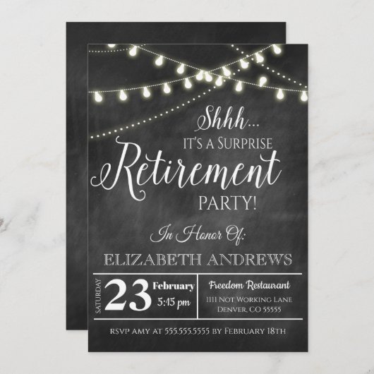 Surprise Retirement Party Invitation (Devant / Derrière)