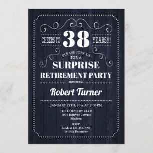 Surprise Retirement Party - Marine Blauw Hout Patr Kaart