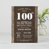 Surprise Rustic 100e anniversaire Invitation Vinta (Debout devant)
