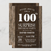 Surprise Rustic 100e anniversaire Invitation Vinta (Devant / Derrière)