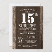 Surprise Rustic 15e anniversaire Invitation Vintag (Devant)