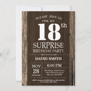 Surprise Rustic 18e anniversaire Invitation Vintag