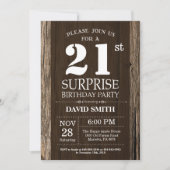Surprise Rustic 21e anniversaire Invitation Vintag (Devant)