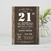 Surprise Rustic 21e anniversaire Invitation Vintag (Debout devant)