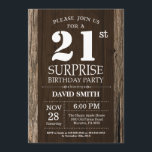 Surprise Rustic 21e anniversaire Invitation Vintag<br><div class="desc">Surprise Rustic 21st Birthday Invitation avec Rustic Wood Arrière - plan. Pays vintage rétro. Anniversaire adulte. Hommes ou Femmes Anniversaire. Enfants Garçon ou fille Ado Anniversaire adolescent Invitation . 13ème 15ème 16ème 18ème 20ème 21ème 30ème 40ème 50ème 60ème 70ème 80ème 90ème 100ème. N'Importe Quel Âge. Pour plus de personnalisation, cliquez...</div>