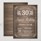 Surprise Rustic 30th Birthday Invitation Floral Kaart (Voorkant / Achterkant)