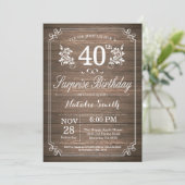 Surprise Rustic 40e anniversaire Invitation Floral (Debout devant)