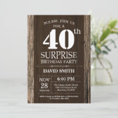 Surprise Rustic 40e anniversaire Invitation Vintag (Debout devant)