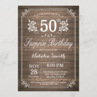 Surprise Rustic 50e anniversaire Invitation Floral