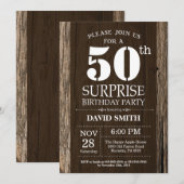 Surprise Rustic 50e anniversaire Invitation Vintag (Devant / Derrière)
