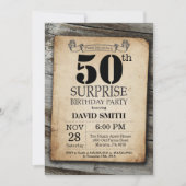 Surprise Rustic 50e anniversaire Invitation Vintag (Devant)