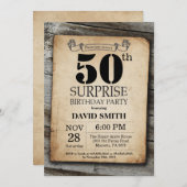 Surprise Rustic 50e anniversaire Invitation Vintag (Devant / Derrière)