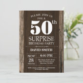 Surprise Rustic 50th Birthday Invitation  Kaart (Staand voorkant)