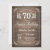 Surprise Rustic 70e anniversaire Invitation Floral (Devant)
