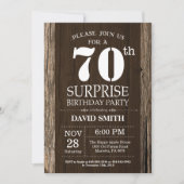 Surprise Rustic 70e anniversaire Invitation Vintag (Devant)
