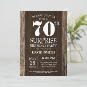 Surprise Rustic 70e anniversaire Invitation Vintag (Debout devant)