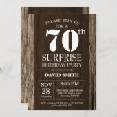Surprise Rustic 70e anniversaire Invitation Vintag (Devant / Derrière)