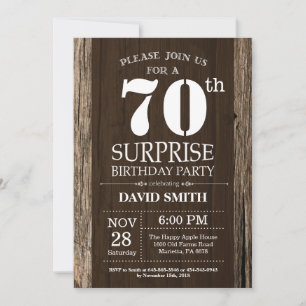 Surprise Rustic 70e anniversaire Invitation Vintag