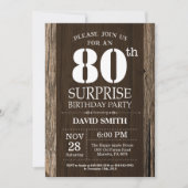 Surprise Rustic 80e anniversaire Invitation Vintag (Devant)