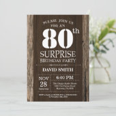 Surprise Rustic 80e anniversaire Invitation Vintag (Debout devant)