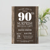 Surprise Rustic 90e anniversaire Invitation Vintag (Debout devant)