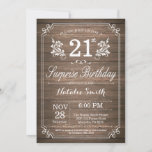 Surprise Rustique 21e anniversaire Invitation Flor<br><div class="desc">Surprise Rustic 21st Birthday Invitation avec Rustic Wood Arrière - plan et Floral Flower Motif. Anniversaire adulte. Hommes ou Femmes Anniversaire. Enfants Garçon ou fille Ado Anniversaire adolescent Invitation . 13ème 15ème 16ème 18ème 20ème 21ème 30ème 40ème 50ème 60ème 70ème 80ème 90ème 100ème. N'Importe Quel Âge. Pour plus de personnalisation,...</div>