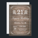 Surprise Rustique 21e anniversaire Invitation Flor<br><div class="desc">Surprise Rustic 21st Birthday Invitation avec Rustic Wood Arrière - plan et Floral Flower Motif. Anniversaire adulte. Hommes ou Femmes Anniversaire. Enfants Garçon ou fille Ado Anniversaire adolescent Invitation . 13ème 15ème 16ème 18ème 20ème 21ème 30ème 40ème 50ème 60ème 70ème 80ème 90ème 100ème. N'Importe Quel Âge. Pour plus de personnalisation,...</div>