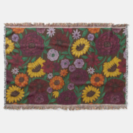 Surprise Song Piano Flowers Painted Boho Floral Deken