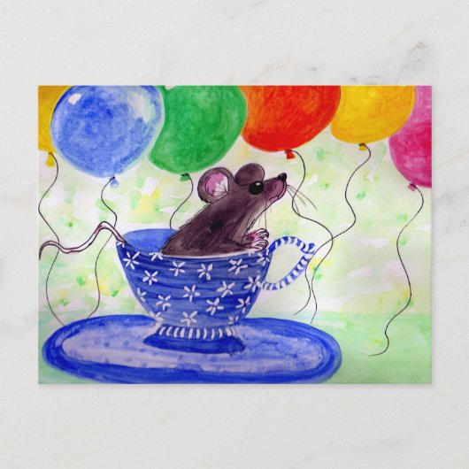 Surprise Tea Cup Muis Briefkaart (Voorkant)