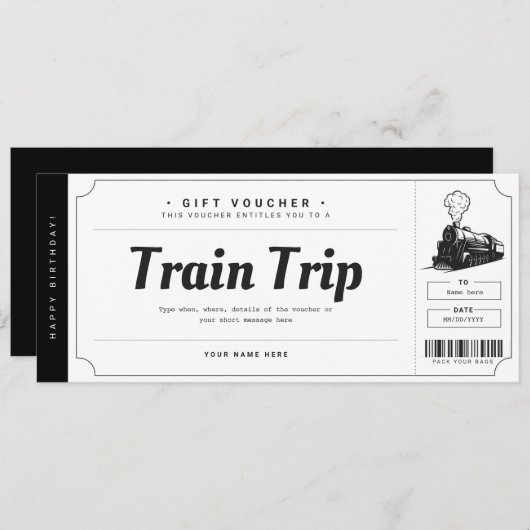 Surprise Treinreis Ticket Cadeau Bon Kaart (Voorkant / Achterkant)