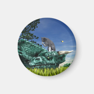 Surprise Visitor - Schattigee kat op het hoofd van Magneet