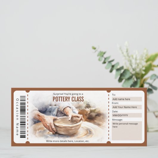 Surprise Waterverf Pottery Class Cadeaubon Kaart (Staand voorkant)