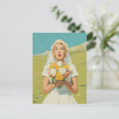 Surprised Bride in Spring Meadow Briefkaart (Staand voorkant)
